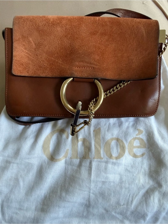 Chloe Handbags - Chloé Brown Leather & Suede Crossbody with Gold Ring